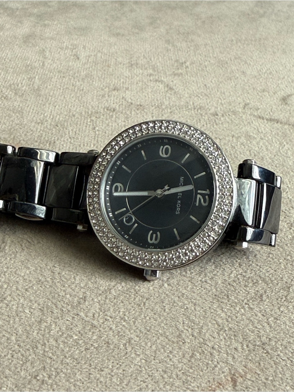 Michael Kors Black Dial Silver Crystal Bezel Bracelet Watch - Picture 7 of 7